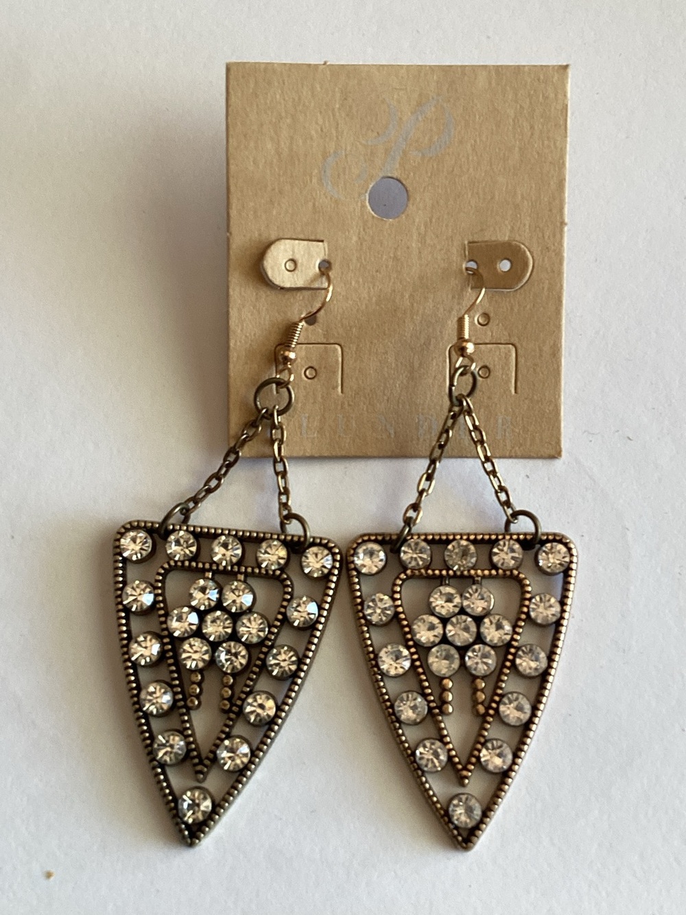 Plunder Gold-Tone Crystal Triangle‎ Drop Earrings